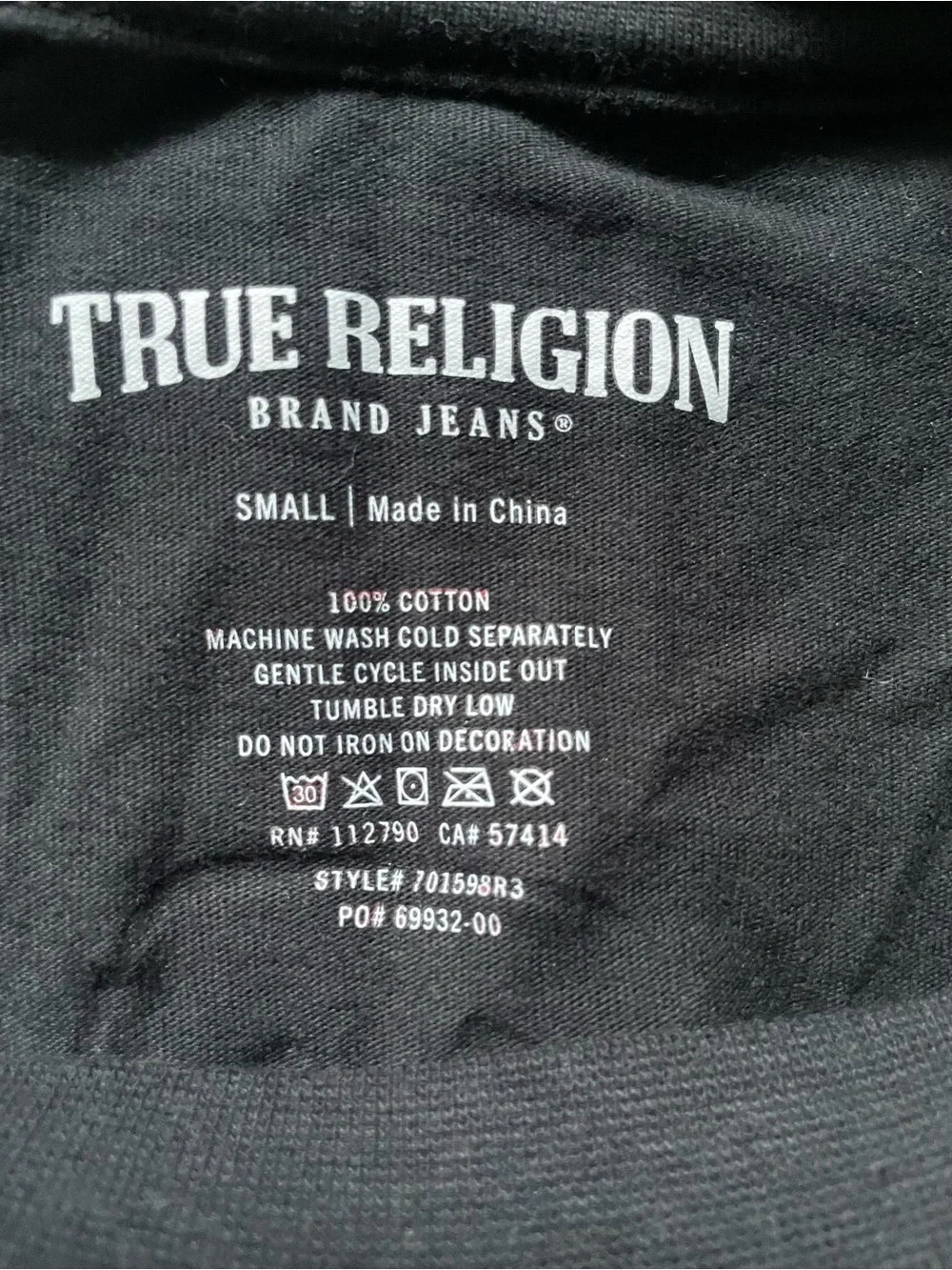 True Religion Black Short Sleeve Tee with Red Logo